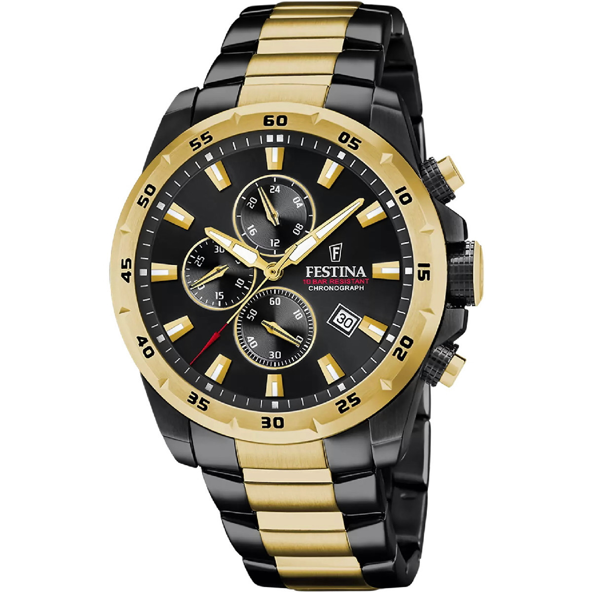 Reloj Festina Crono Bicolor IP negro y dorado 45mm