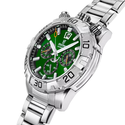 Reloj Festina Crono Bullhead esfera verde 45mm