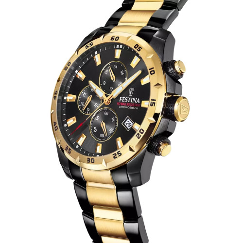 Reloj Festina Crono Bicolor IP negro y dorado 45mm