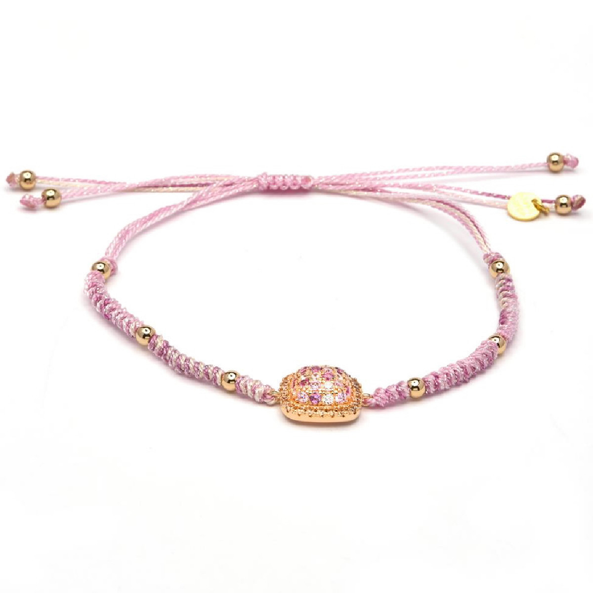 Pulsera Luxenter Kerma plata 925 rosa macramé