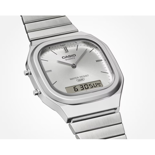 Reloj Casio Edgy Collection Ana-Digi para mujer y hombre esfera gris plata