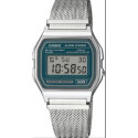 Reloj Casio digital retro esfera verde y brazalete milanés.