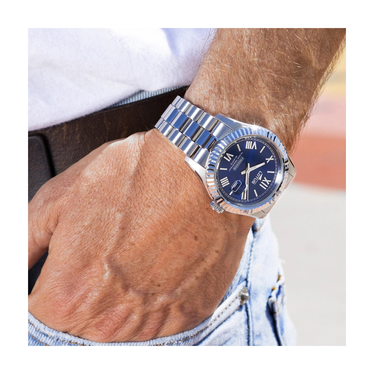 Reloj Lotus para hombre acero 41.2mm esfera azul marino