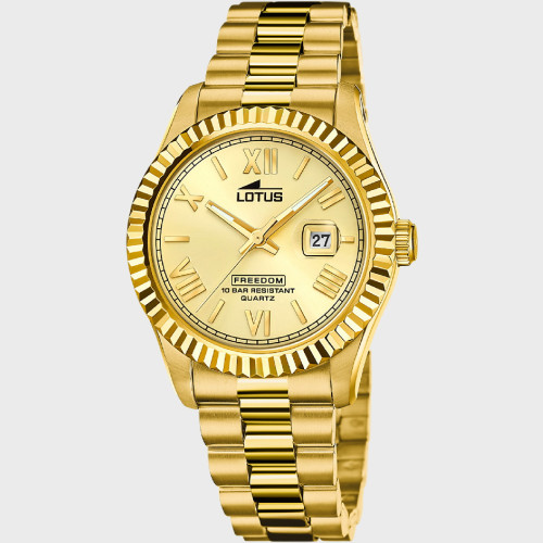 Reloj Lotus para hombre acero IP dorado 41.2mm esfera champán