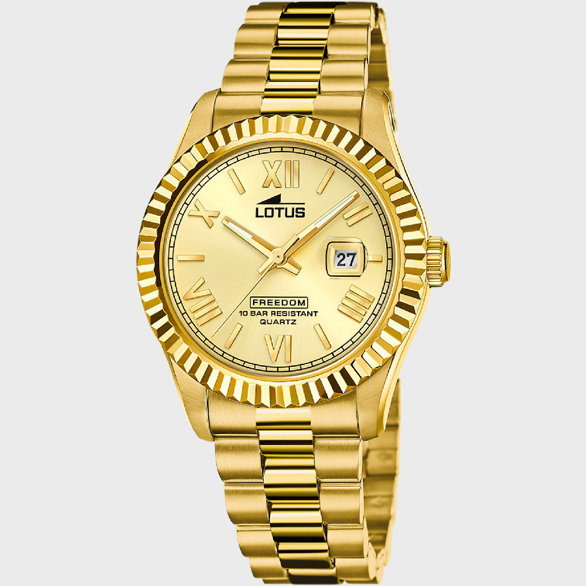 Reloj Lotus para hombre acero IP dorado 41.2mm esfera champán
