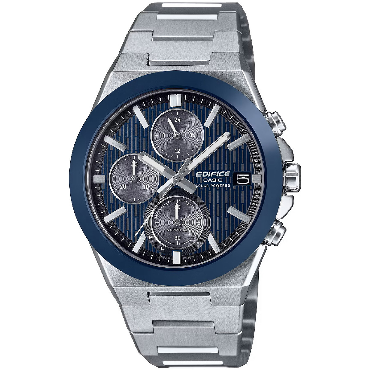Reloj Casio Cronógrafo Solar Edifice 40mm esfera azul