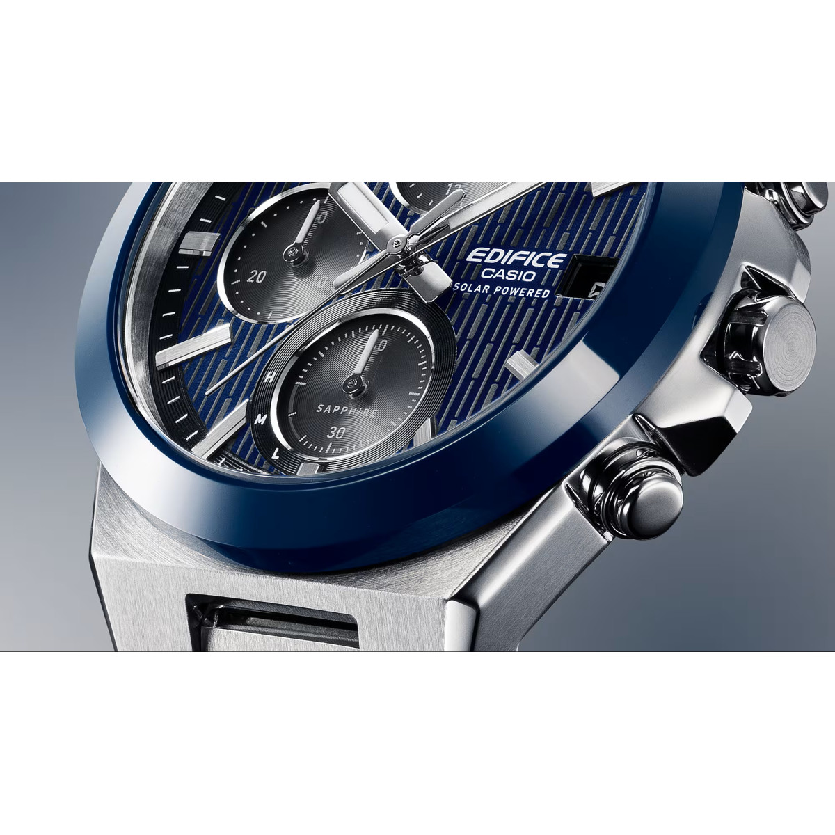 Reloj Casio Cronógrafo Solar Edifice 40mm esfera azul