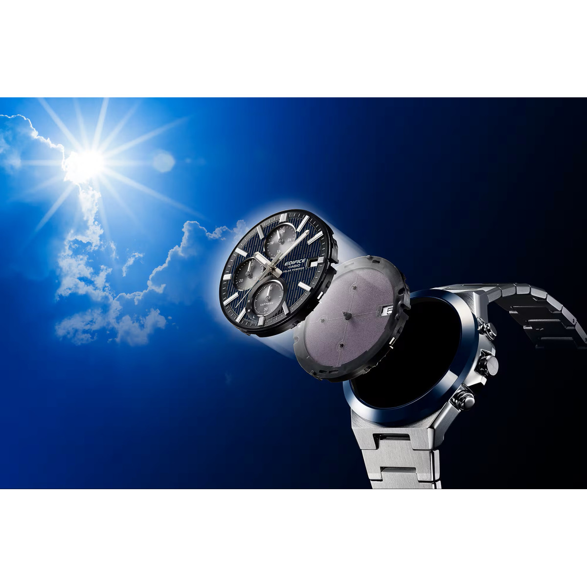 Reloj Casio Cronógrafo Solar Edifice 40mm esfera azul