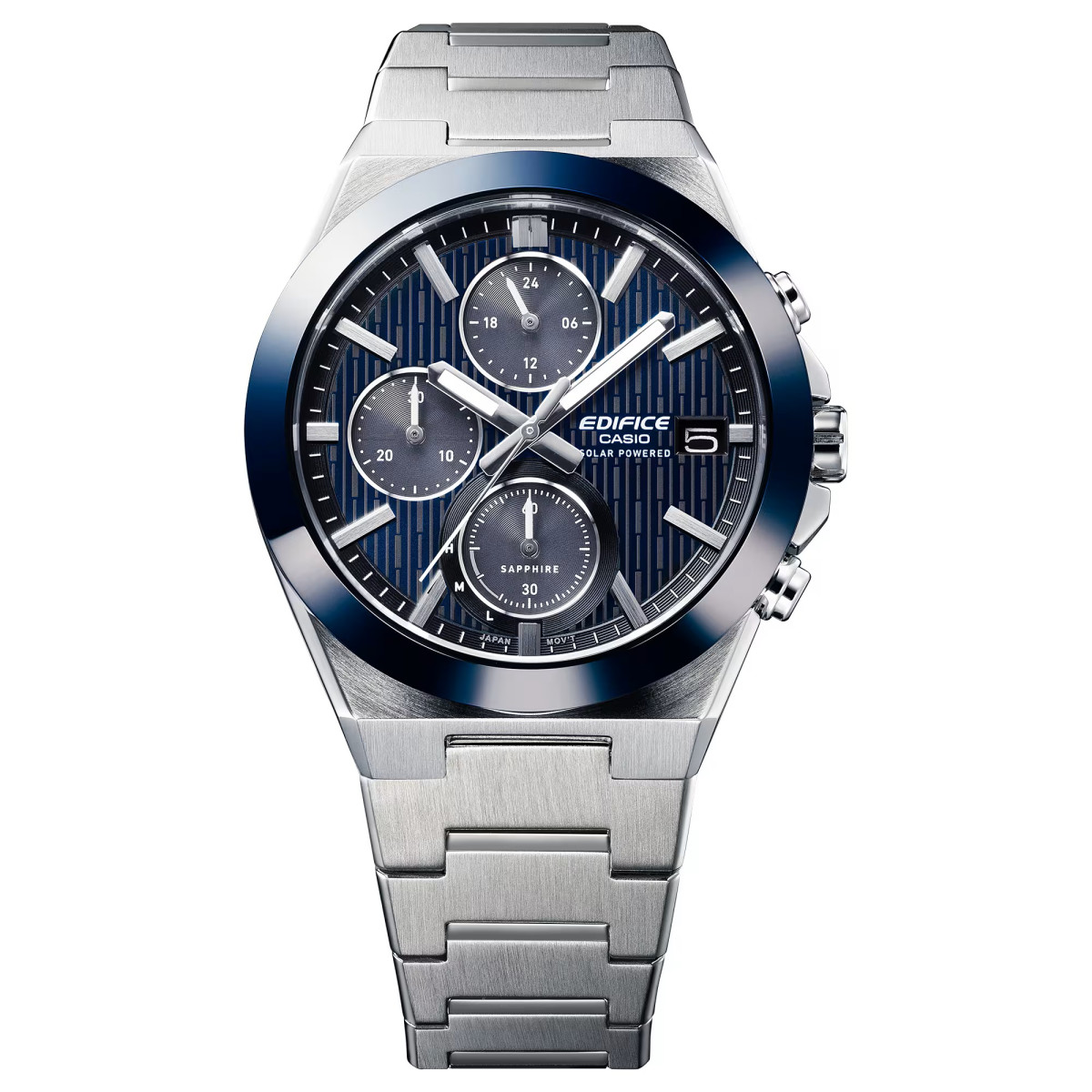 Reloj Casio Cronógrafo Solar Edifice 40mm esfera azul