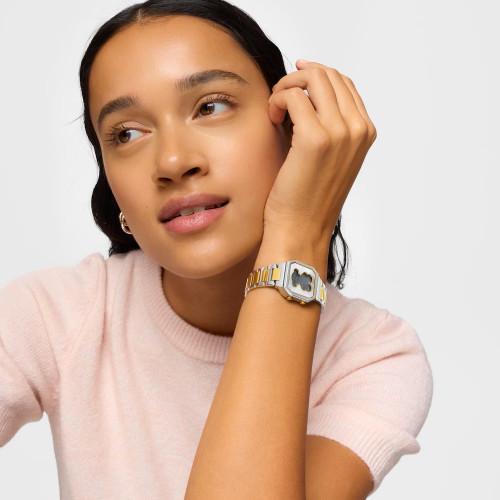 Reloj Tous digital con brazalete de acero y acero dorado D-BEAR MINI