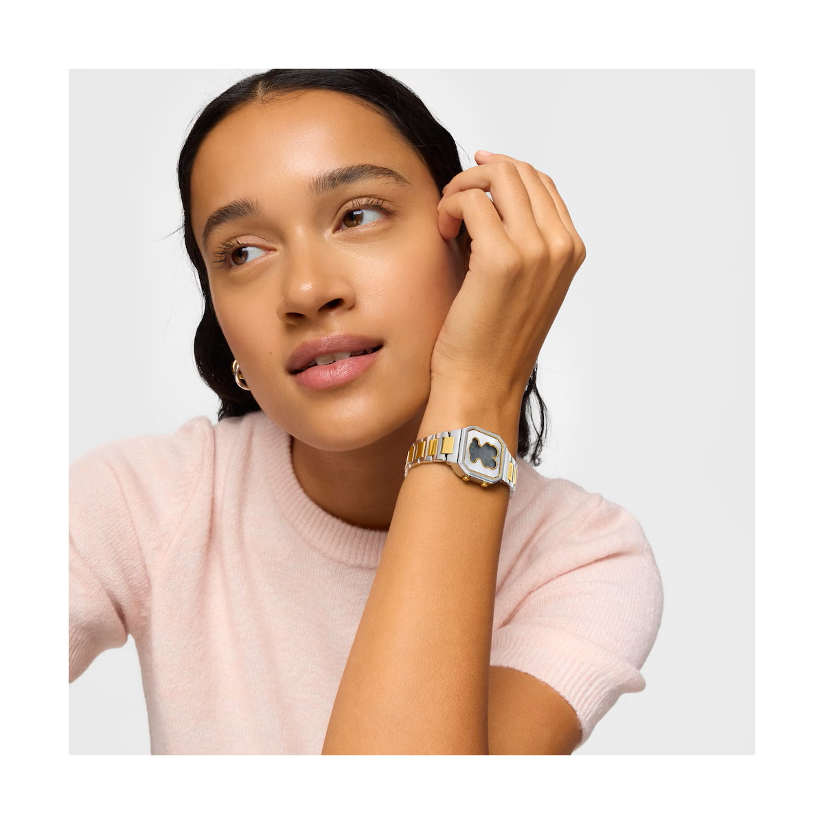 Reloj Tous digital con brazalete de acero y acero dorado D-BEAR MINI