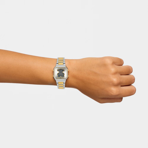 Reloj Tous digital con brazalete de acero y acero dorado D-BEAR MINI