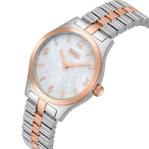 Reloj Tous analógico con brazalete de acero, acero rosado y esfera de nácar EPIC ICON 32mm
