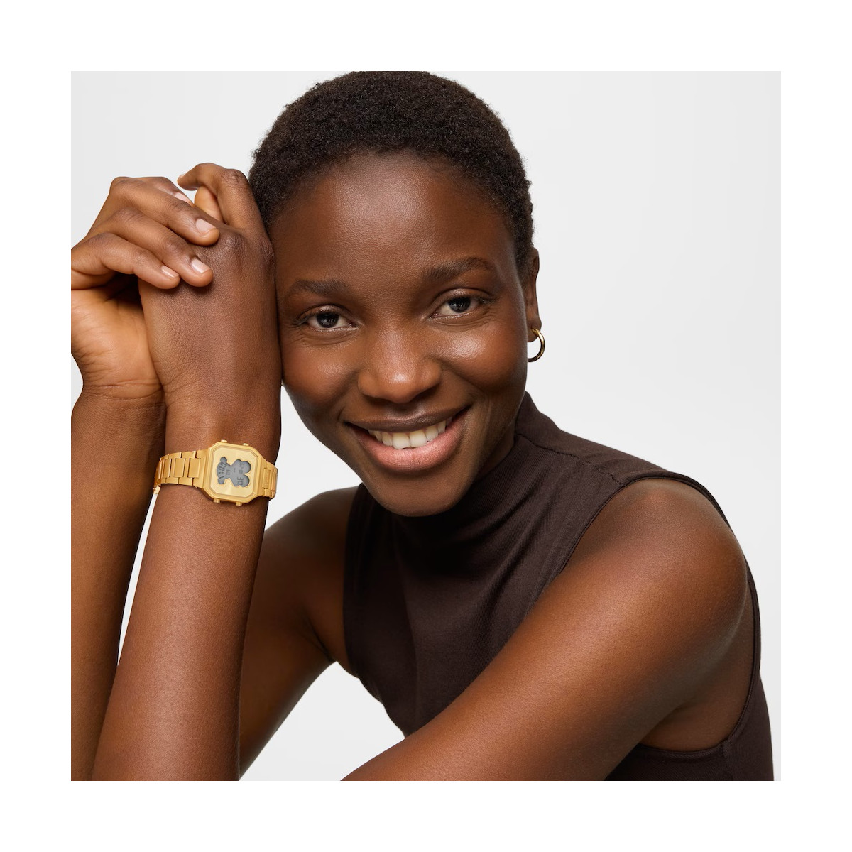 Reloj Tous digital con brazalete de acero dorado D-BEAR MINI