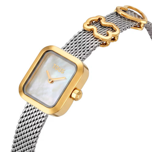 Reloj Tous analógico con brazalete de acero con motivo, acero dorado y esfera de nácar ICON TIME CHARMS
