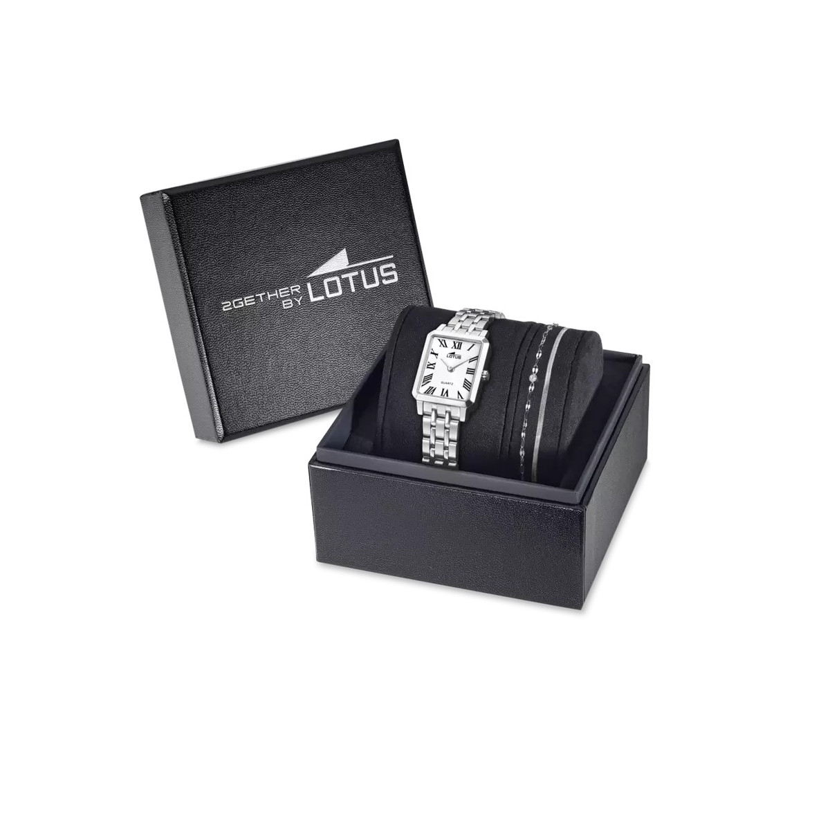 Set reloj Lotus Together para mujer esfera gris plata  22x33mm con pulsera de acero