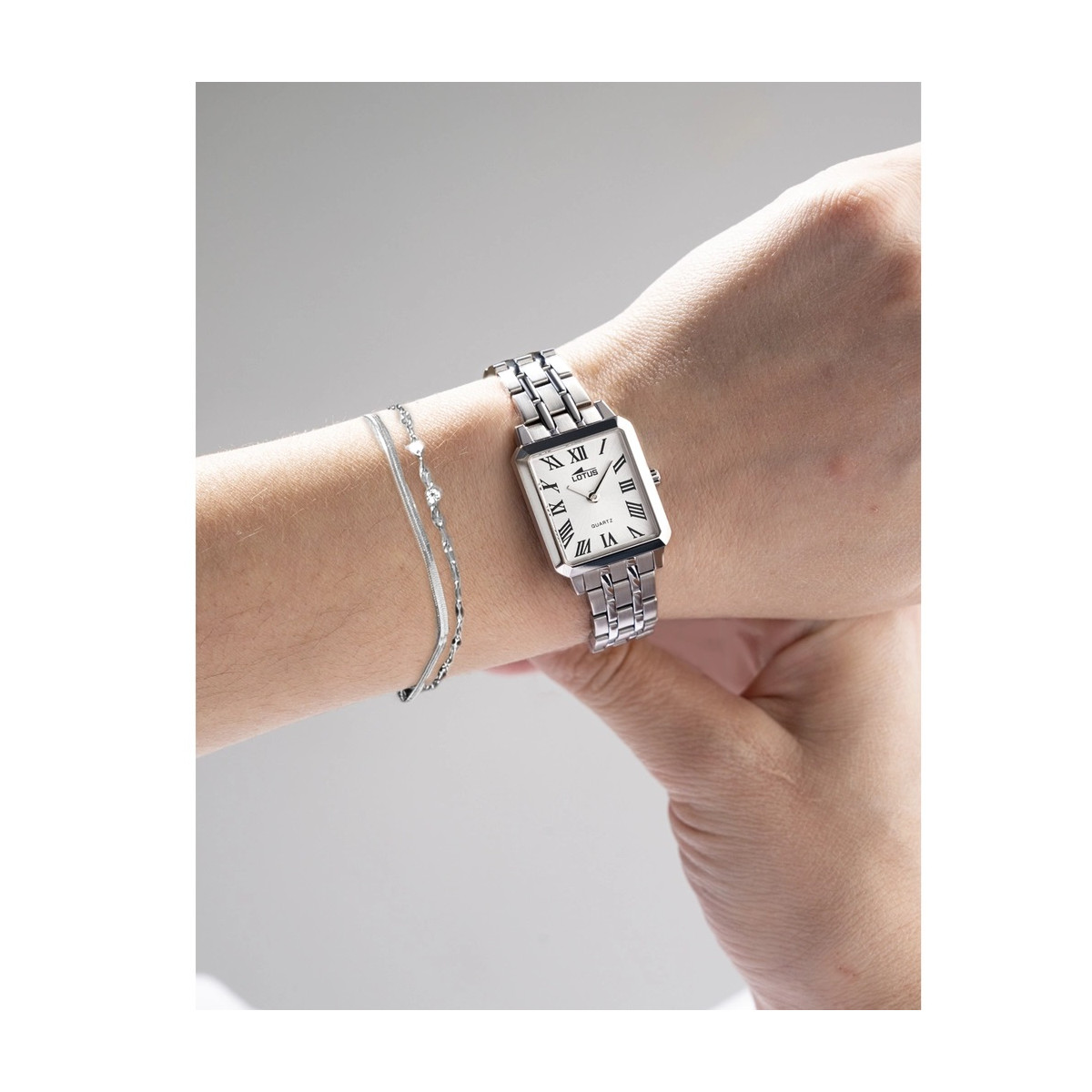 Set reloj Lotus Together para mujer esfera gris plata  22x33mm con pulsera de acero
