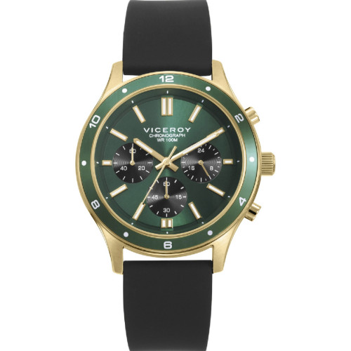 Reloj Viceroy Crono Magnun 41mm esfera verde y correa de caucho negro