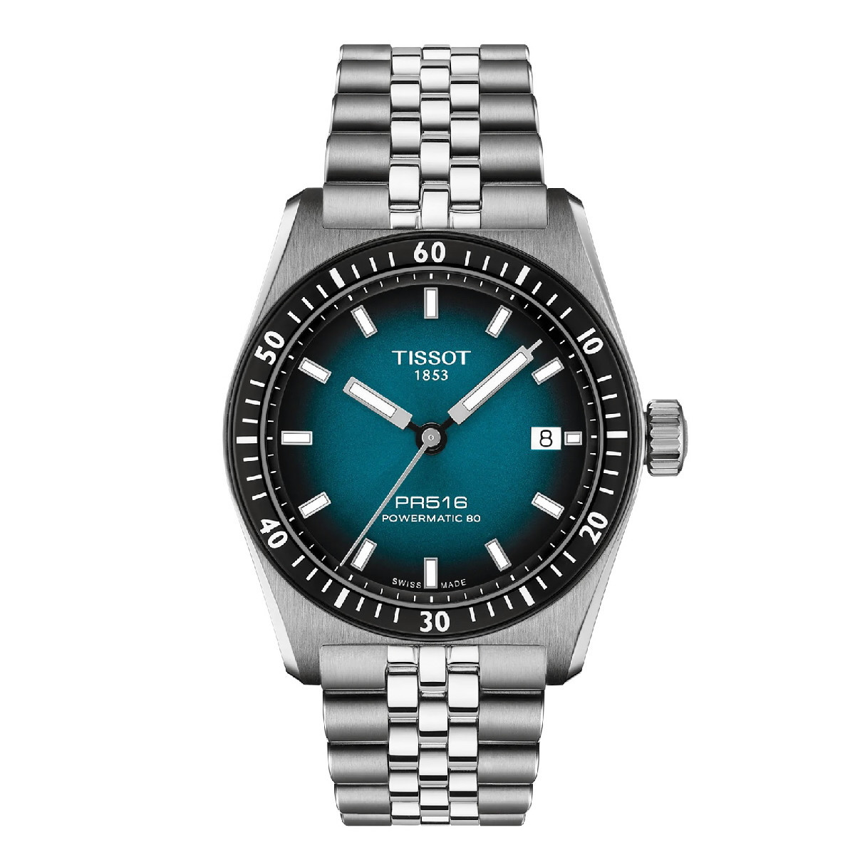 Reloj Tissot PRS 516 Powermatic 80 38mm esfera azul degradada para hombre y mujer