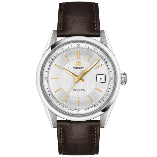 Reloj Tissot Visodate 39mm esfera gris plata y correa