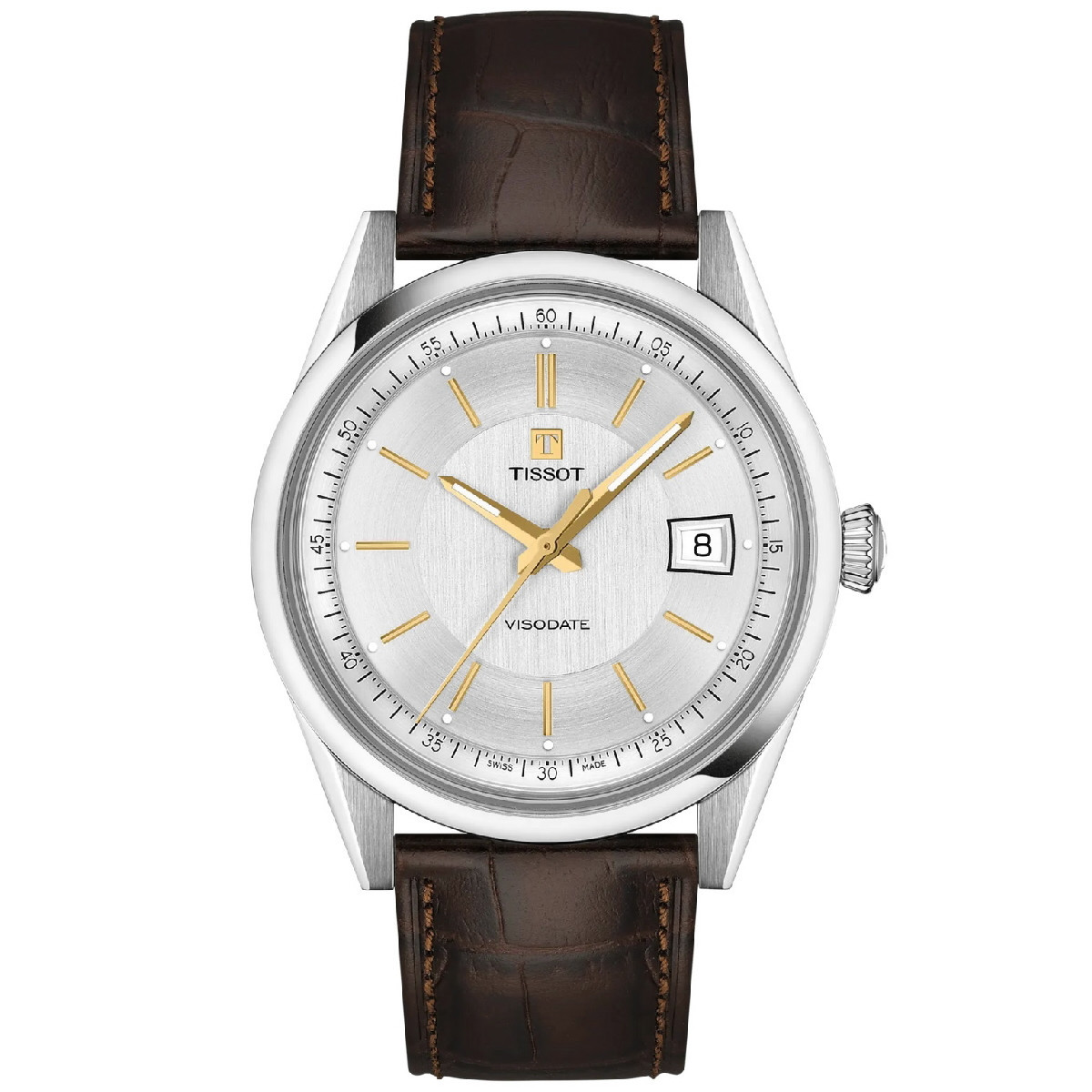 Reloj Tissot Visodate 39mm esfera gris plata y correa