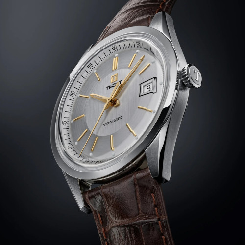 Reloj Tissot Visodate 39mm esfera gris plata y correa