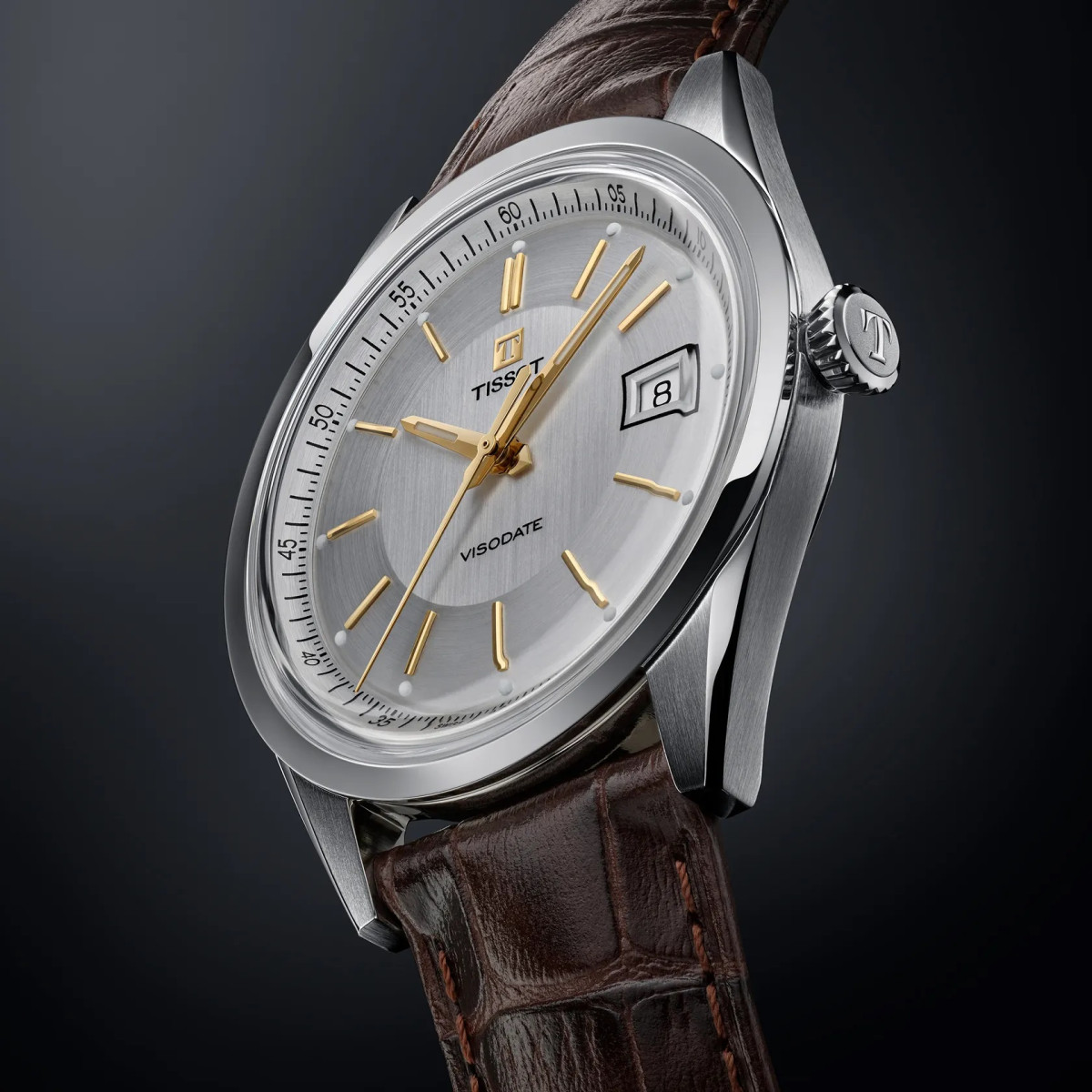 Reloj Tissot Visodate 39mm esfera gris plata y correa