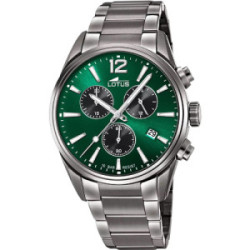 Reloj Lotus Crono para caballero acero IP gun y esfera verde