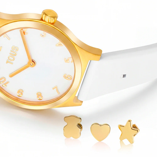 Reloj Tous analógico con correa blanco y acero en color dorado EPIC ICON KDT CHARMS para niña y mujer