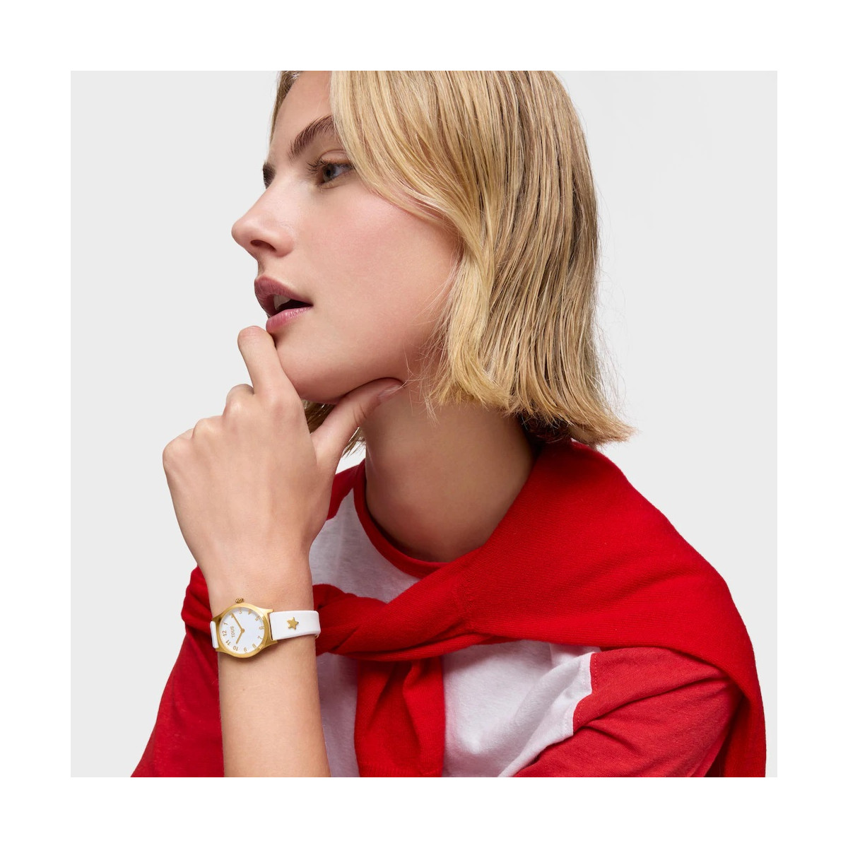 Reloj Tous analógico con correa blanco y acero en color dorado EPIC ICON KDT CHARMS para niña y mujer