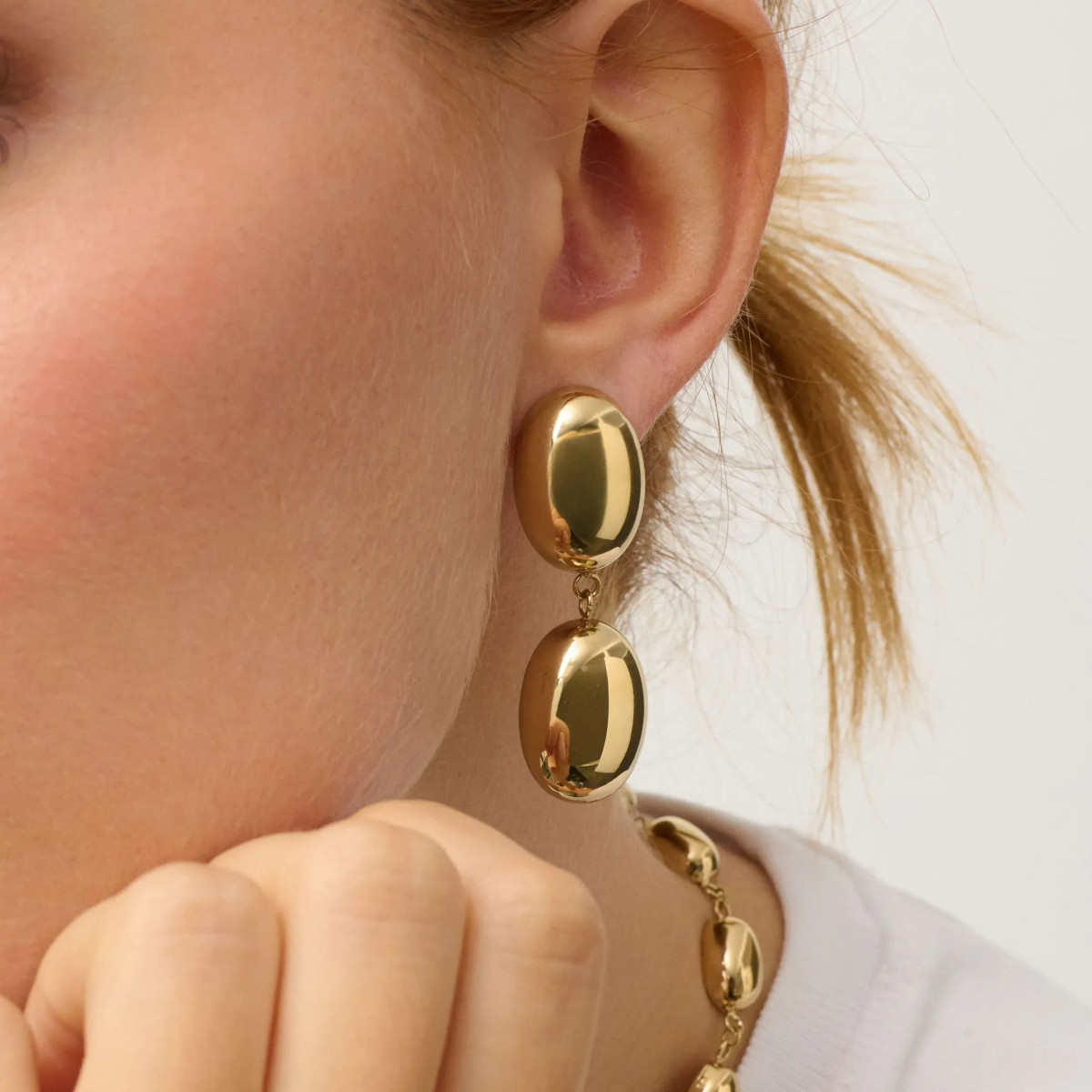 Pendientes Radiant Soulmate doble acero dorado