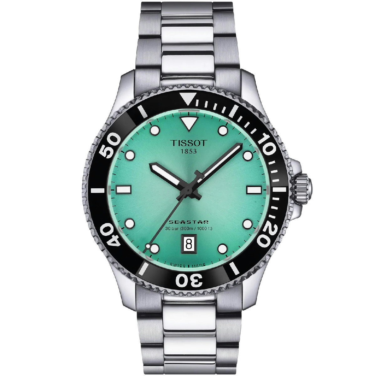 Reloj Tissot Seastar 1000 40MM Cuarzo para hombre esfera azul turquesa