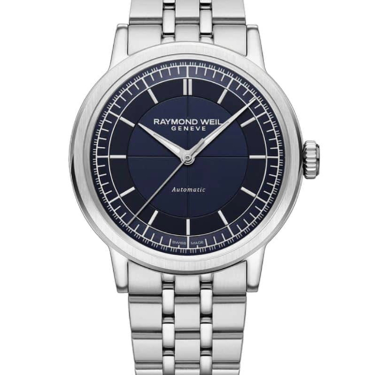 Reloj Raymond Weil Millesime central seconds 39 mm esfera azul