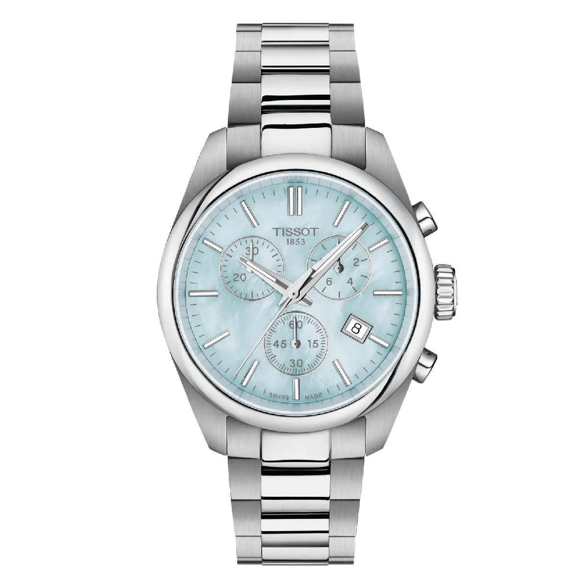 Reloj Tissot PR100 Chrono 36mm esfera nácar azul