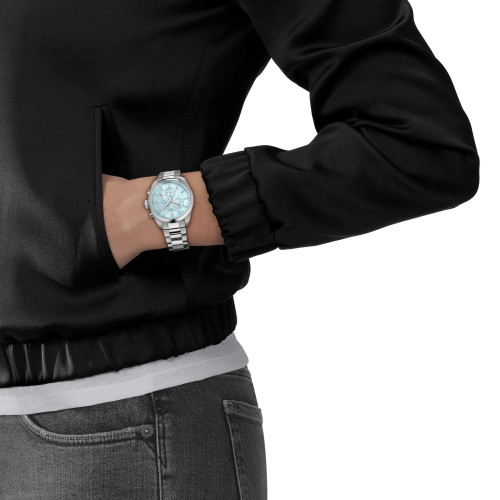 Reloj Tissot PR100 Chrono 36mm esfera nácar azul