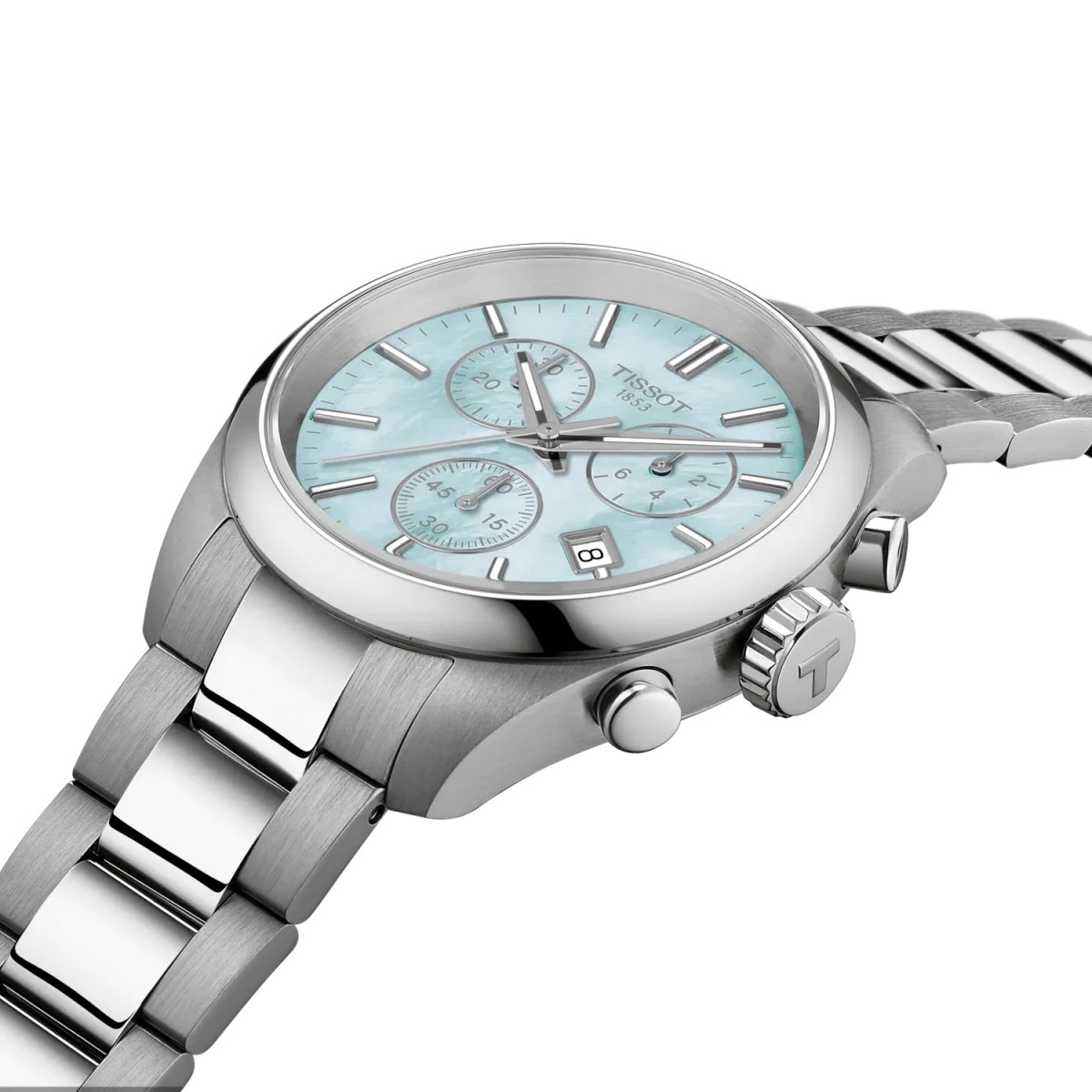 Reloj Tissot PR100 Chrono 36mm esfera nácar azul