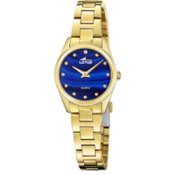 Set reloj Lotus para mujer 2Gether IP dorado 26mm esfera azul con pulsera de acero dorado