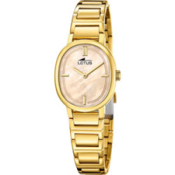 Set reloj Lotus Together para mujer esfera de nacar ovalada de 25x30mm con pulsera de acero dorado