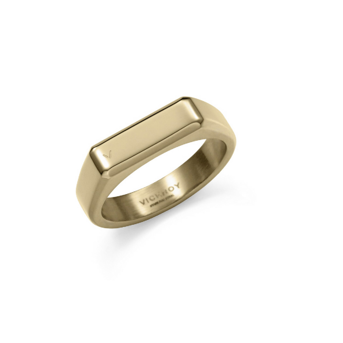 Anillo Viceroy de acero tipo sello IP dorado, colección Abraham Mateo talla 22