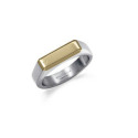 Anillo Viceroy de acero tipo sello bitono IP dorado, colección Abraham Mateo talla 24