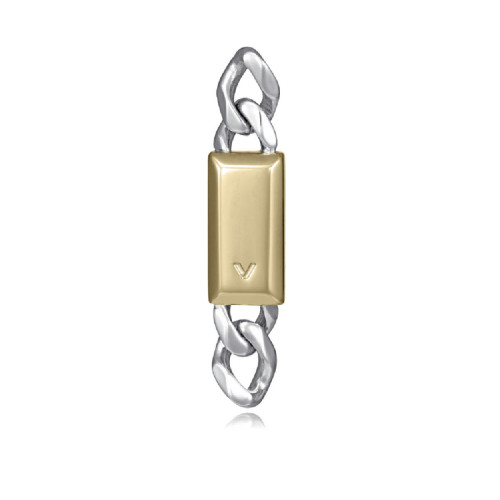 Pendiente único Viceroy de acero bitono Ip dorado cadena con placa,colección Abraham Mateo