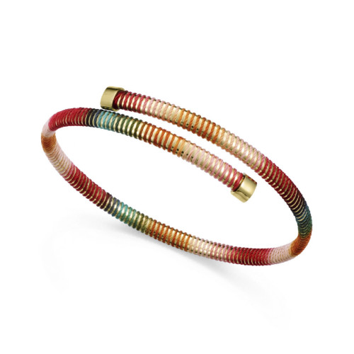 Pulsera Viceroy de acero IP dorado tubogas flexible abierta con cordón enroscado, colección Laura Escanes