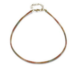 Collar Viceroy de acero Ip dorado tubogas con cordón enroscado, colección Laura Escanes
