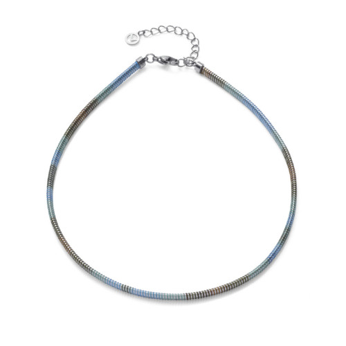 Collar Viceroy de acero tubogas con cordón enroscado, colección Laura Escanes