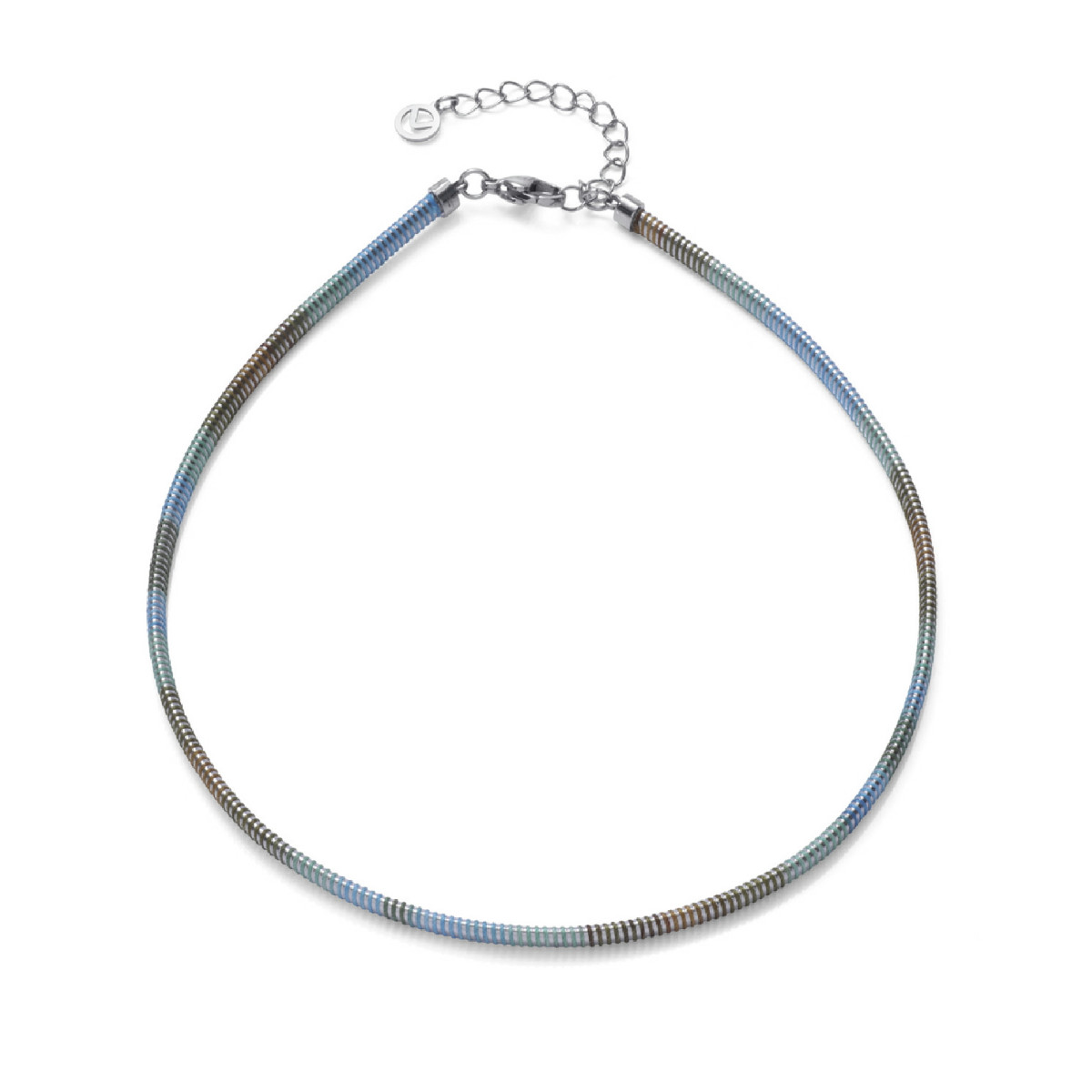Collar Viceroy de acero tubogas con cordón enroscado, colección Laura Escanes