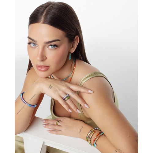 Collar Viceroy de acero tubogas con cordón enroscado, colección Laura Escanes