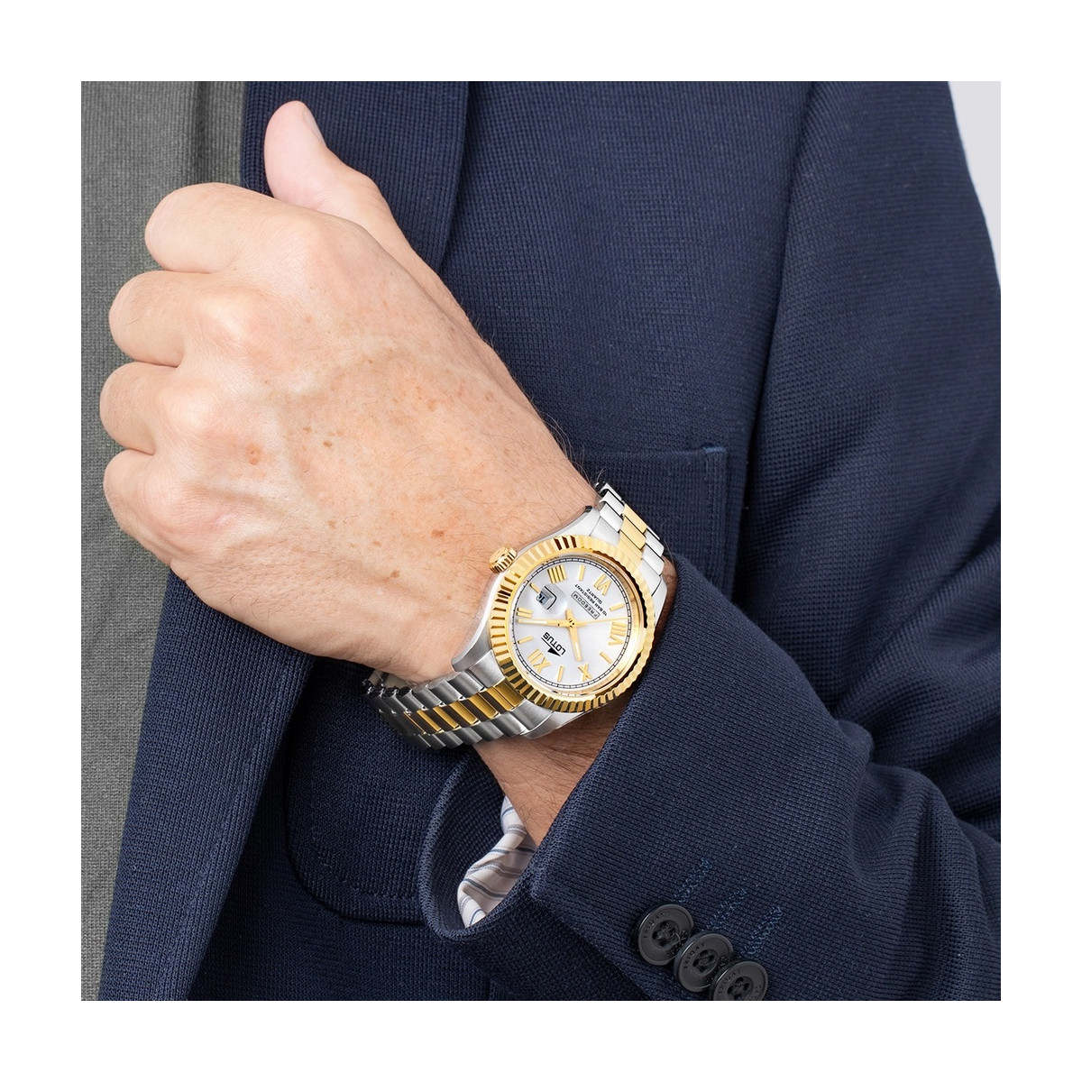 Reloj Lotus Freedom Bicolor para hombre 41.5mm esfera gris plata