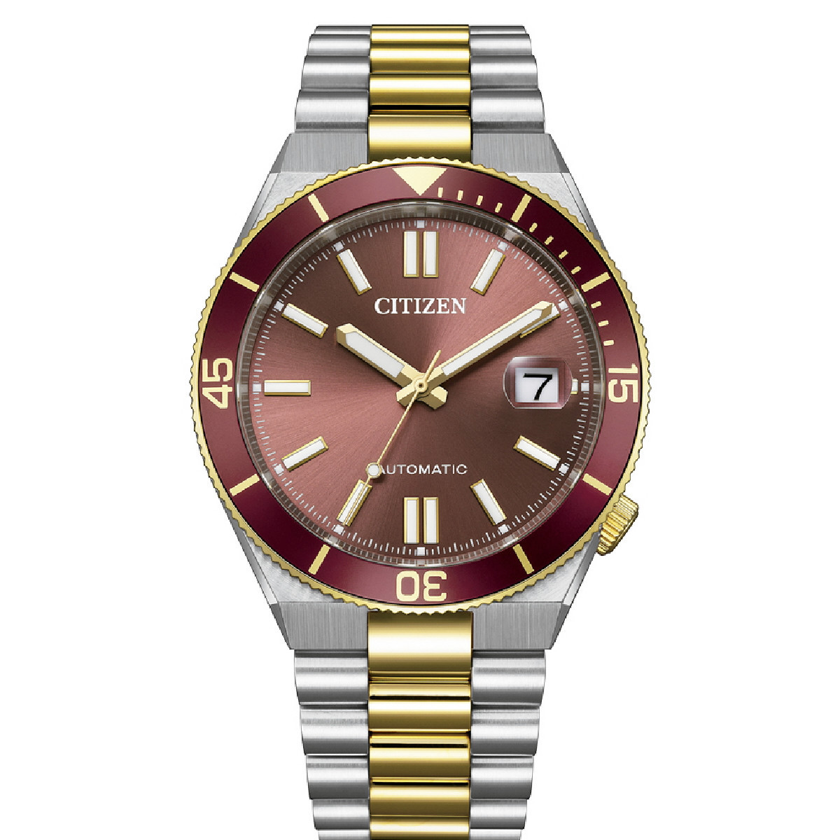 Reloj Citizen Tsuyosa Shore Auto 40mm bicolor esfera roja