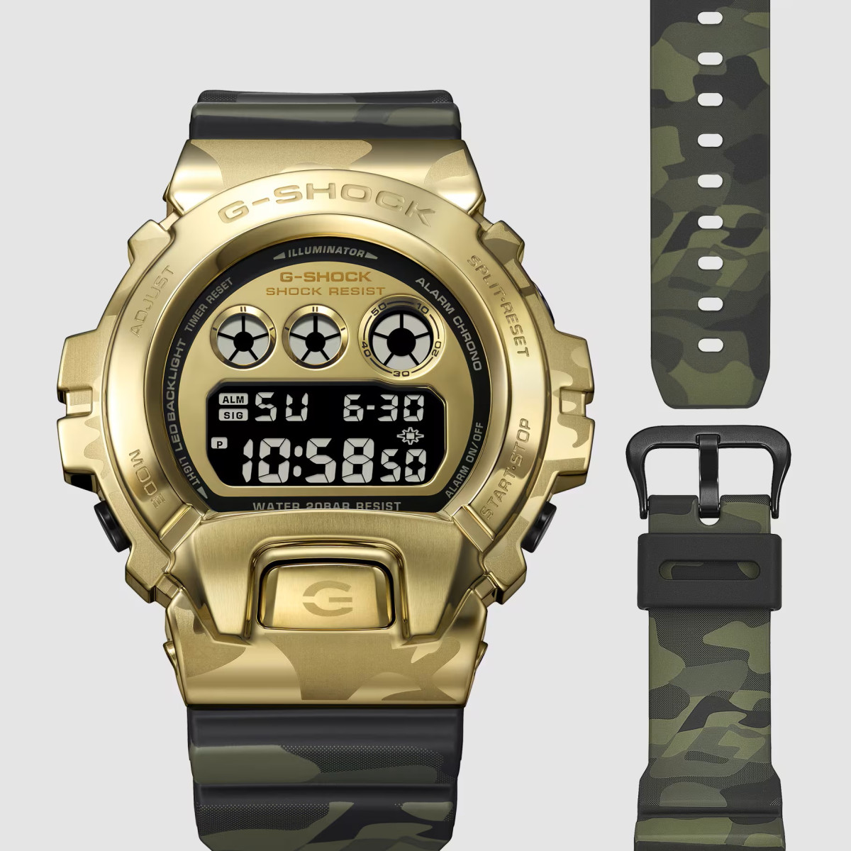 Reloj Casio G-Shock Superior Series caja dorada y correa silicona camuflaje