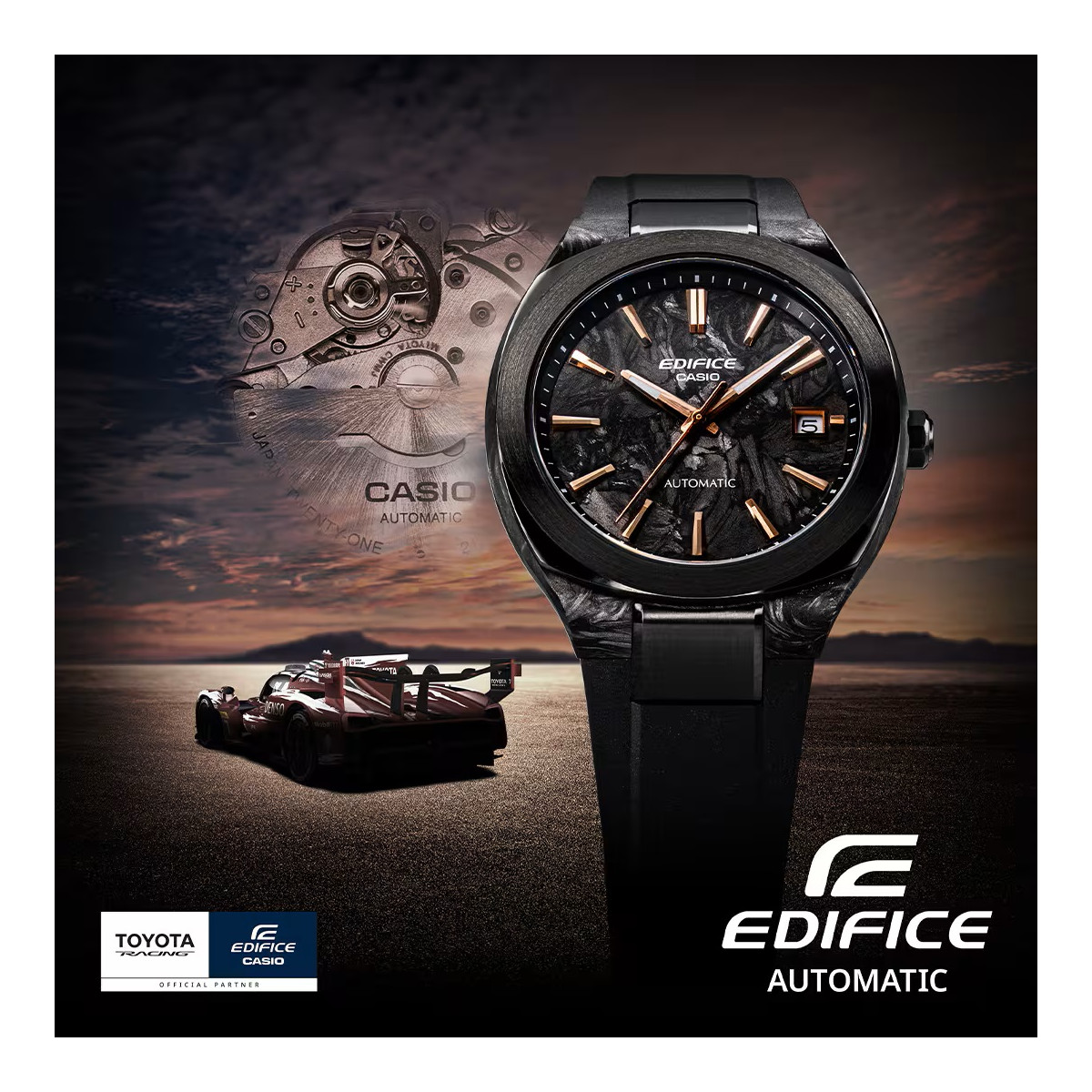 Reloj Casio Edifice Auto caja resina correa caucho